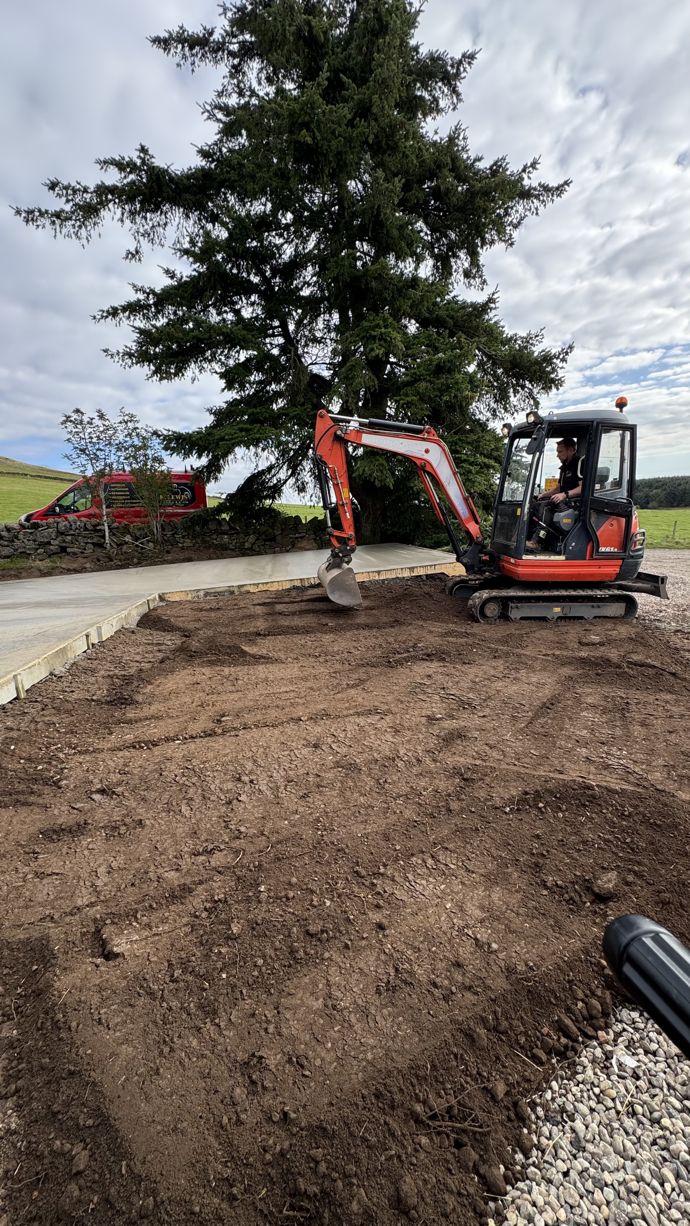 Excavator work during site preparation