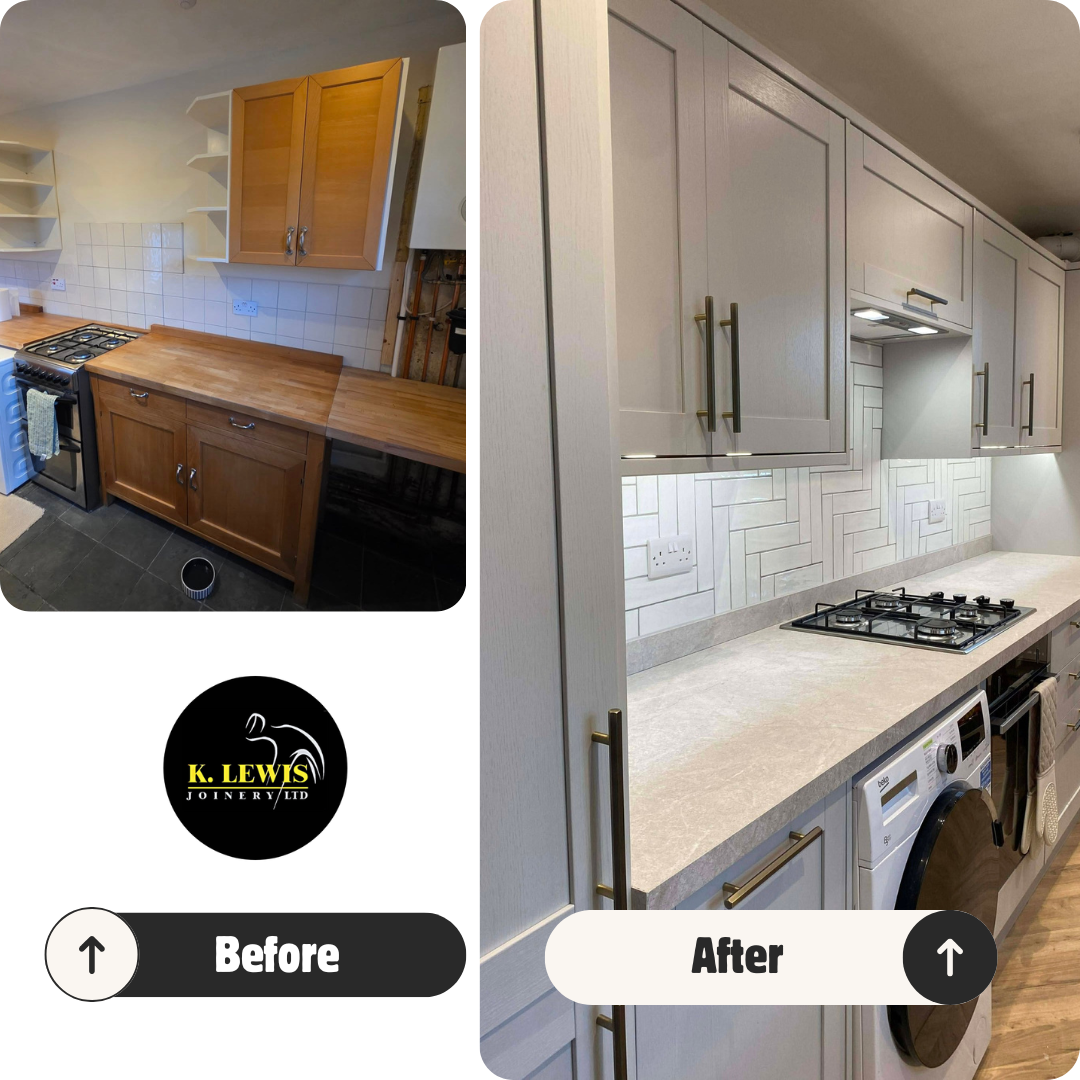 Kitchen joinery before and after renovation in Fife